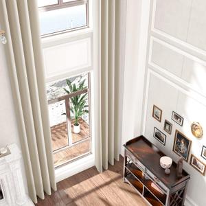 Sanceor 20ft Ivory Extra Long Curtains with Soft Texture,Grommet Top Decorative Drapes Privacy for 2 Story House,Great Room, High Ceiling (1 Panel,52 x 240 Inch)