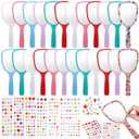Wonderjune 24 Pcs Handheld Mirror DIY Decorate Your Own Mermaid Princess Mirror for Classroom Princess Birthday Party Favors Crafts Mermaid Game Decorations Supplies