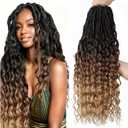 24 Inch Deep Faux Locs Crochet Hair 8 Packs Soft Locs Crochet Hair Pre Looped Goddess Locs Crochet Braids with Curly Ends Crochet Hair for Black Women 1B/30/27