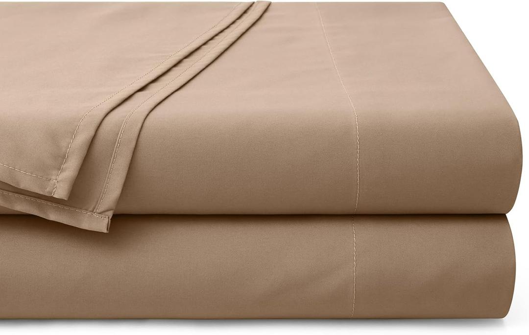 Horbaunal 2 Pack King Flat Bed Sheets Only - 1800 Thread Count Microfiber Taupe Flat Sheet Only - Wrinkle Free & Ultra Soft Bed Top Sheets King Size