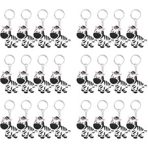 24 Pack Zebra Keyring Pack Party Favor for Zebra Lover, Guest Return Gift, Wild Animal Themed Party, Birthday