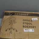 KKTONER Rolling Stool with Mid Back Height Adjustable Chair PU Leather Swivel Chair with Wheels for Office Home Task Drafting (Black)