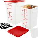 2 Pack Square Food Storage Container With Lid,12-22 Quart Commercial Storage Box With Scale & Handle,Cake Making,Dough Marinating Meat,Kitchen Supplies (Polypropylene, 22 Quart)