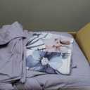 Luxudecor Floral Comforter Set Queen Size 7 Piece, Purple Flower Bed in a Bag, Elegant Floral Comforter with Sheet Set, Soft Microfiber Bedding Set for All Season (Purple, 90"x90")