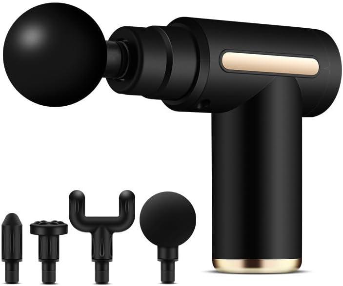 Massage Gun,Deep Tissue Massage Gun for Athletes - Percussion Back Massager for Muscle Pain Relief - Quiet Brushless Motor with 4 Professional Heads - Ideal Christmas Gift for Men & Women, Sleek Black