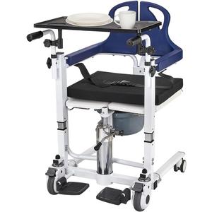 Patient Transfer Lift Chair, 350 lb Capacity, 180 Split Seat, Hydraulic Commode Wheelchair for Elderly, Bed to Toilet
