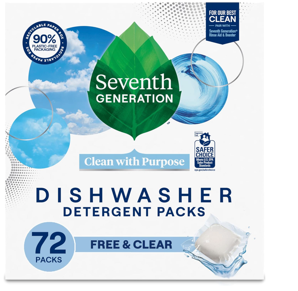 Seventh Generation Power+ Dishwasher Detergent Packs Fresh Citrus scent 1 for sparkling dishes Dishwasher tabs 70 Count