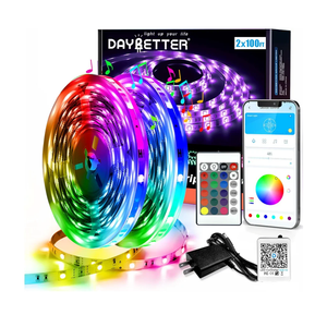 DAYBETTER Led Strip Lights Smart with App Control Remote, 2835 RGB for Bedroom, Music Sync Color Changing for Room Party 200 ft (2 Rolls of 100 ft)