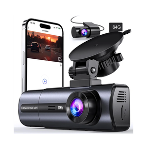 3 Channel 4K Dash Cam with 5GHz WiFi & APP Control, 4K/2.5K+1080P+1080P Front Inside and Rear, Triple Dash Camera with 64GB Card, G-Sensor, 24 Hours Parking Mode, Loop Recording, Night Vision