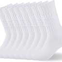 COOVAN Slouch Socks Women 4 Pairs Knee High Scrunch Cotton Soft Knit Cushion Extra Long Socks (Small-Medium)