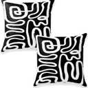 Black and White Throw Pillows Covers 22x22 Set of 2, Black and White Accent Abstract Pillow Covers for Couch Bedroom Home