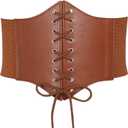 VONMELLI Corset Belt for Women Lace Up Elastic Waist Belts Retro Wide Tied Waspie Belt for Halloween Costume (Fit Waist 26"-29")