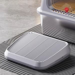 SpaceTime Elevated Cat Litter Mat for Litter Box,Trapping Litter Ramp/Steps for Floor Indoor,Washable Easy Cleaning Cat Pad with Filter Function,Suitable for Kitty & Senior Cats (Light Grey)