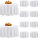 10Pack White Round Tablecloth 90 Inch, Polyester Fabric Round Table Cover, Stain & Wrinkle Resistant Washable Table Cloth for Wedding, Party, Banquet, Dining Decor