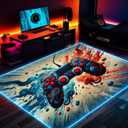 Gaming Rug RGB LED Light (3x5 Waveburst Controller) - Bedroom Rug, 35 inches x 60 inches