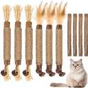 Bissap 10 PCS Silvervine Chew Sticks for Cats, Catnip Chew Sticks Cat Toys for Indoor Cat Kitten Teeth Grinding Interactive Feather Toys for Aggressive Chewers Dental Care