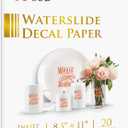 A-SUB Waterslide Decal Paper for Inkjet Printers 20 Sheets Clear Water Slide Transfer Paper 8.5x11 in for DIY Tumbler, Mug, Glass Decals
