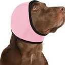KOESON Dog Calming Hoodie - No Shake Ear Wraps for Dogs, Anxiety Relief & Noise Protection, Water Resistant Pet Ear Cover Muffs for Firework, Grooming, Thunderstorms, Swimming, Bathing, Light Pink L