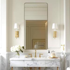 ANDY STAR Gold Bathroom Mirrors for Over Sink, 24x48 InchBrushed Gold Wall Mirror, Square Metal Framed Vanity Mirror -Modern Clean Design with Superior Stainless Steel Frame