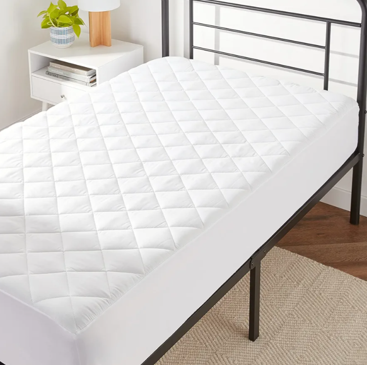 Amazon Basics Hypoallergenic Quilted Mattress Topper Pad, 18 Inches Deep, Twin, White