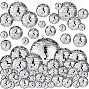 Funtery 100 Pcs Mirror Disco Balls Bulk Assorted Silver Hanging Disco Ball Decor for Home Wedding Birthday Dance Music 70 S Theme Party Christmas Tree Ornaments(1, 2, 3, 4, 6, 8) Funtery 100 Pcs Mirror Disco Balls Bulk Assorted Silver Hanging Disco Ball Decor for Home Wedding Birthday Dance Music 70 S Theme Party Christmas Tree Ornaments(1, 2, 3, 4, 6, 8)