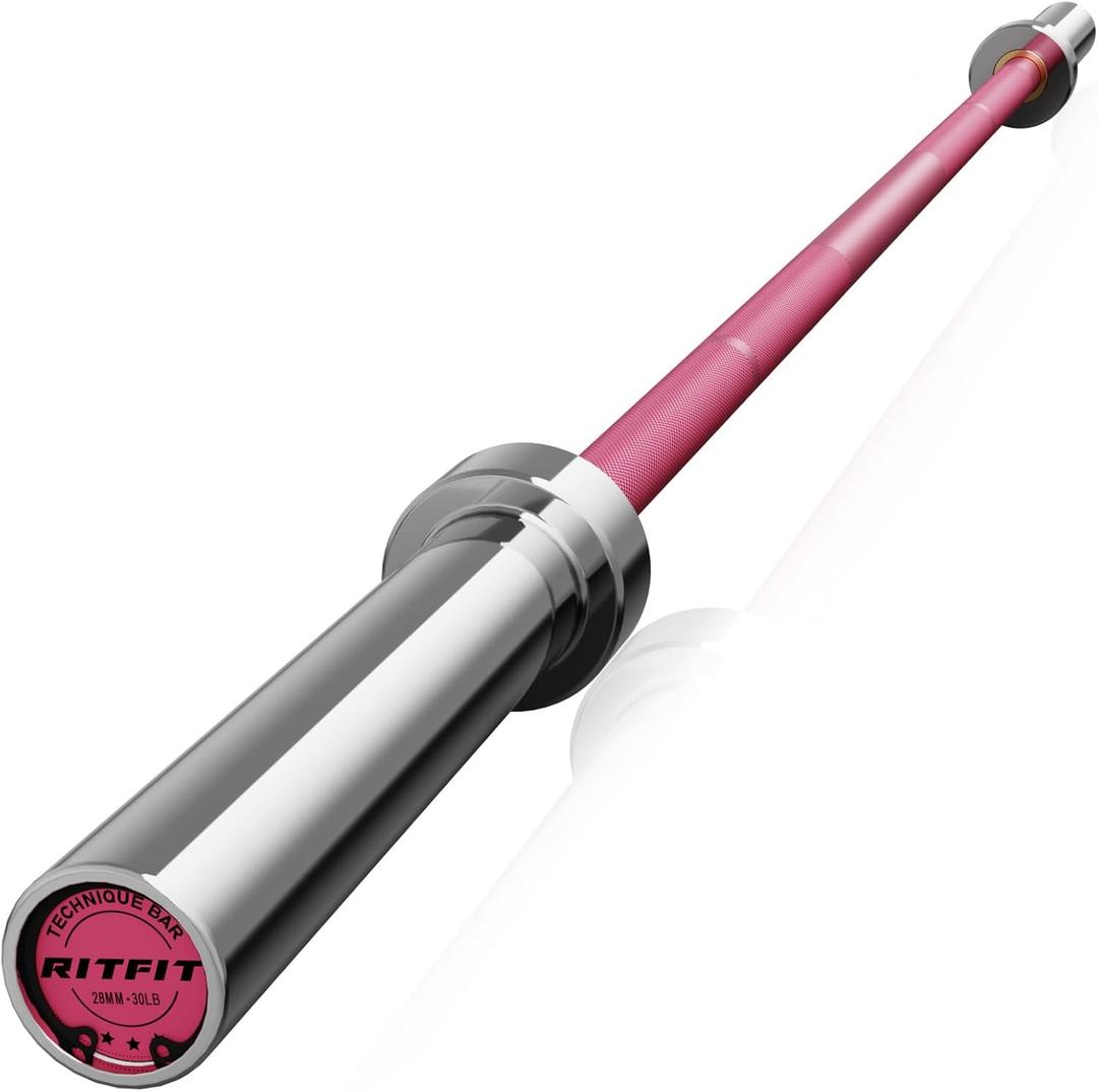 RITFIT Olympic Barbell 4ft/4.8ft/6ft - 2 Inch Weight Bar for Strength Training, Weightlifting, Squat, Deadlift, Bench Press, Curl, Overhead Press - 350lbs/500lbs Capacity (Pink)