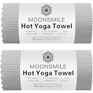 MOONSMILE 2 Pack Hot Yoga Towels - Non Slip, Super-Absorbent, Swim, Pilates, Mat Cover