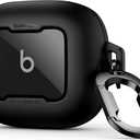 SURITCH Case for Beats Powerbeats Fit Case Cover, Magnetic Bumper Cases for Powerbeats Fit Earbuds 2025, Shockproof Protective Cover with Magnetic Lock & Carabiner for Workout, Sport, Travel, Black