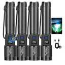 4Pack Rechargeable Flashlights High Lumens 10000LM, Super Bright Flashlight with LCD Digital Display, 5 Modes Adjustable Flash Light, LED Flashlight Powerful, Tactical Flashlights for Home