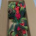 Grunyia 8PCS Artificial Flowers Bouquet Christmas Floral Pine Cones Red Fake Berry Picks Stems Holly Holiday Floral Picks for Xmas Tree Party Decoration DIY Indoor Table Centerpieces
