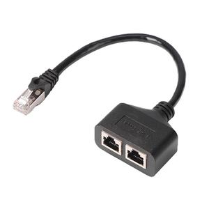 Computer RJ45 1 to 2 Plug Cable Splitter Ethernet Networking Extender Accessory for Home Office Broadband Connection Clever Treatment Clever Treatment