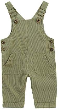 YOKJZJD Newborn Infant Baby Boy Girl Fall Winter Suspender Pants Overalls Corduroy Bib Pants Trousers with Pockets 12-18 Months