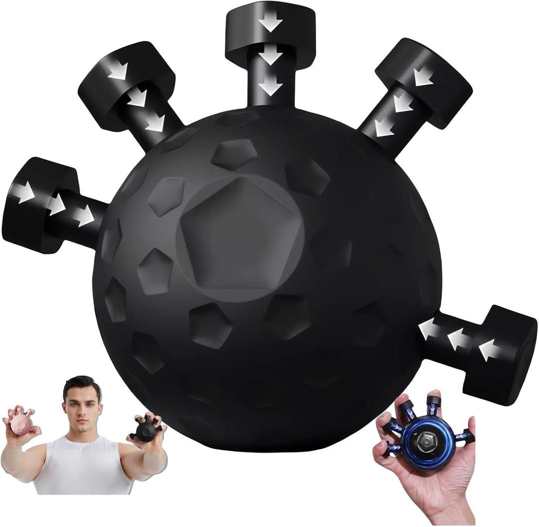 Glitzgrip Arm Builder 2025 New Hand Forearm Ball Strengthener and Finger Grip Exerciser Balls Wrist Strengthening Guitar Finger Gripper Strength Trainer Hand Squeezer Stretcher Extender Workout (Black-1PC)