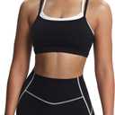 Aoxjox Women's Workout Sports Bras Takes Two Bra High Impact Training Fitness Running Yoga Crop Tank (M)