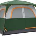 OLIXIS 6 Person Camping Tent, 81in Tall Waterproof Windproof Tent with Double Layer, Large Mesh Windows & Carry Bag, Quick Setup for Family Outdoor, Backpacking, Hiking, Green