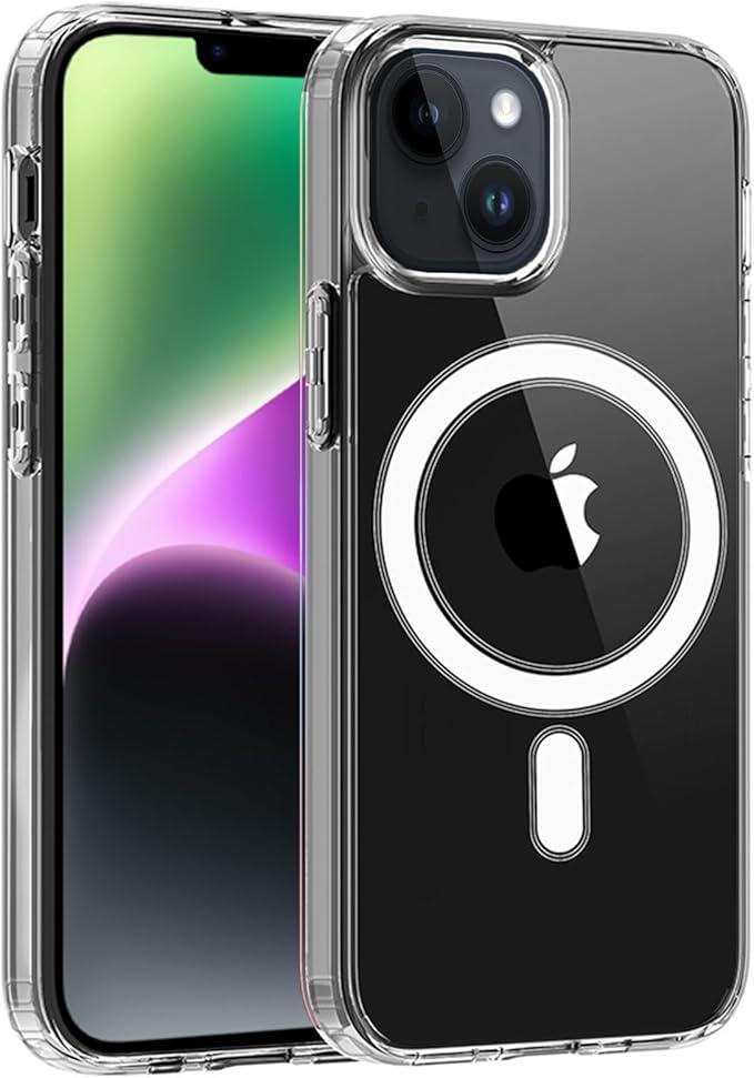 Magnetic Clear for iPhone 14 Plus Case, Compatible with Magsafe Wireless Charging, Anti-Yellow Shockproof and Military Drop Protection, Transparent Phone Case for iPhone 14 Plus-Clear