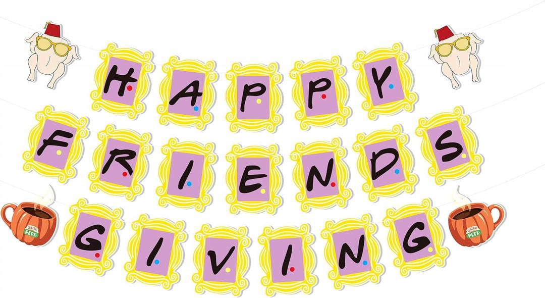 Happy Friendsgiving Banner, Thanksgiving Party Decoration, Mirror Frame Design for Thanksgiving Friends Party Decorations