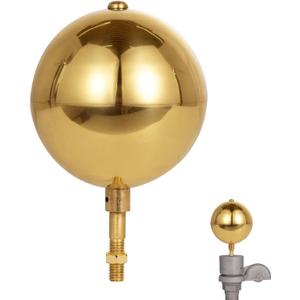FRF FLAG Gold Brass Topper Ball 5 Inch, Flagpole Top Replacement, 1/2"-13UNC Threading, Fit Most FlagPole, Truck and Solar Light