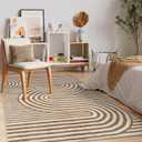 Lahome Abstract Area Rugs 5x7,Soft Living Room Rug Nursery Bedroom Rugs,Rainbow Colorful Playroom Rug Ultra-Thin Stain Resistance Throw Large Carpet for Kids Classroom Dorm Alba (5'X7',Khaki/Orange)