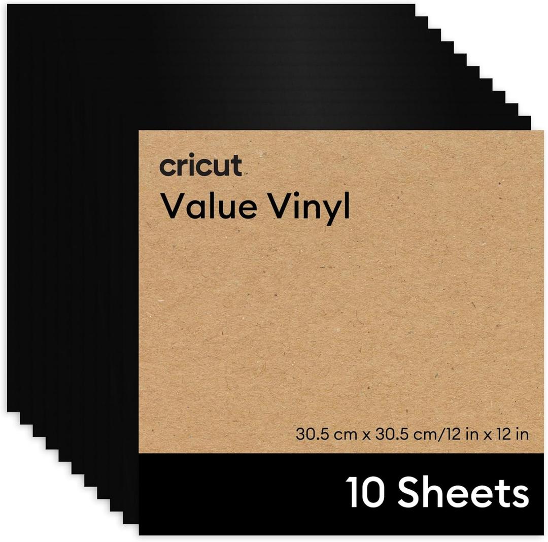 Cricut Value Permanent Vinyl - 12 in x 12 in, Black (10 ct)