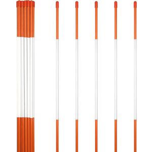 Anley 20 Pack 48" Reflective Driveway Markers, Snow Stakes with Fiberglass Pole & Hammer Cap - 4 Ft High Visibility Safety Markers Reflective Strip for Snow Plowing and Landscape (1/4" Dia, Orange)