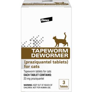 Elanco Tapeworm Dewormer (praziquantel tablets) for Cats and Kittens 6 Weeks and Older, 3-count