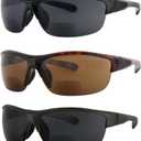 Sunglasses Bifocal for Men and Women, Sports Wrap Around Reading Reader Glasses (1 Black/ 1 Grey/ 1 Tortoise)