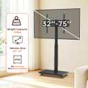 Rolling TV Stand with Power Outlet, Mobile TV Cart for 32-75 Inch TVs up to 110 lbs, 18 Adjustable Heights, TV Floor Stand with Swivel Mount/Shelf/Wheels, Max VESA 600x400mm, Fits for Bedroom, Outdoor