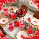 6 Pcs Valentines Day Decorations for Home Artificial Heart Topiary Plant with Pot with Bow and Raffia Valentines Table Centerpiece Felt Heart Decor for Galentines Day Tiered Tray Decor Gift