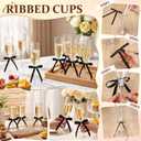 20 Set Plastic Champagne Flutes with Satin Ribbon Bow, 5 oz Clear Disposable Wine Glasses Plastic Champagne Ribbed Glasses Bulk Stackable Cocktail Cups for Wedding Birthday Party Bar(9 Inches)