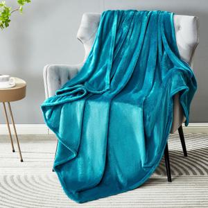 DREAMNINE Soft Cozy Plush Fleece Throw Blanket 50" x 60", Solid Shag Minky Lightweight Lap Fuzzy Flannel Blanket for Bedroom, Luxury Washable Warm Velvet Blankets for Couch Sofa Pet, Breathable, Teal