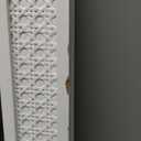 18"x24" Large Wall Mirror, White Woodgrained Frame with Silver Embossed Detail & Beveled Detail Mirror, Vertical & Horizontal Wall Hanging Mirror for Bathroom, Bedroom & Livingroom