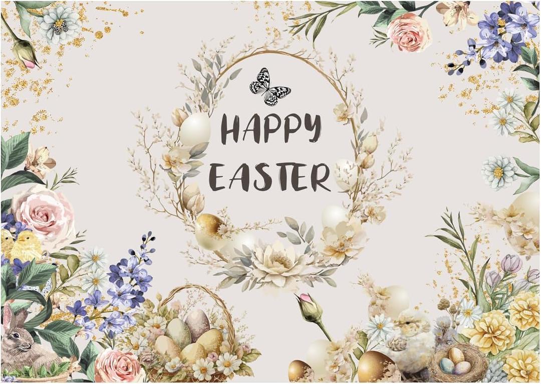 7X5FT Eggs Bunny Easter Party Backdrop Hunt Game Party Decorations Spring Photo Booth Props DH-1100