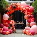 Pink and Rose Red Balloons Garland Double Stuffed Baby Pink Balloons Different Sizes Macaron Orange Latex Arch Kit for Birthday Baby Shower Wedding Anniversary Party Decorations